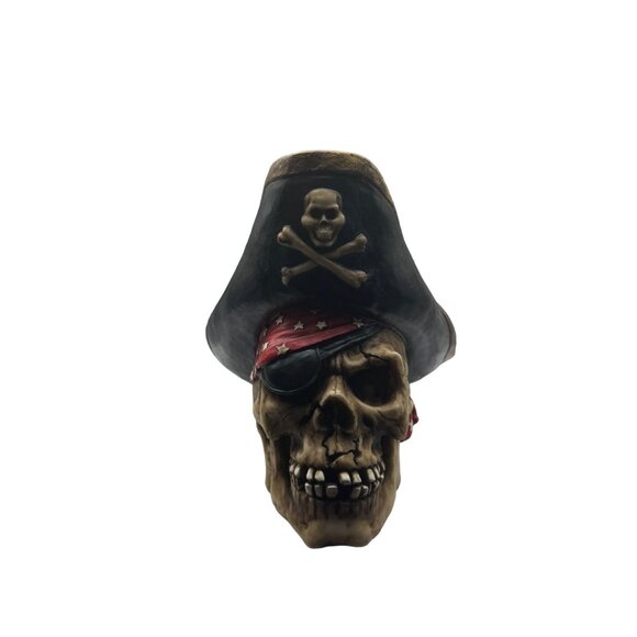 Pirate Skull Coin Bank With Eyepatch & Bandana Decor - Picture 6 of 6